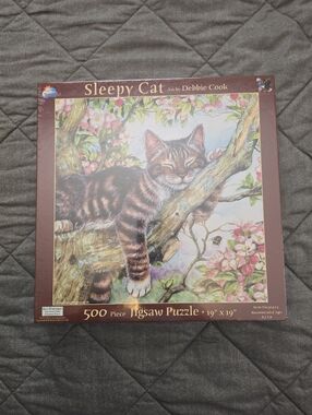 Sleepy Cat Plush-Look Jigsaw Puzzle - Brown